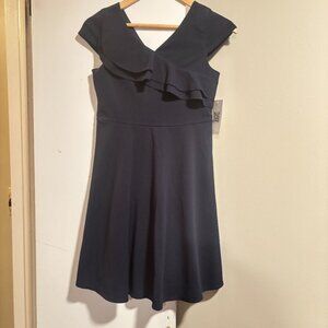 Emerald Sundae Big Girls Ruffle Front Cap Sleeve Dress Navy/Size 14